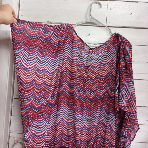 Fashion Bug Plus Size 1XL Fluttered Short Sleeve Chevron Pattern Spring Summer - Picture 6 of 7